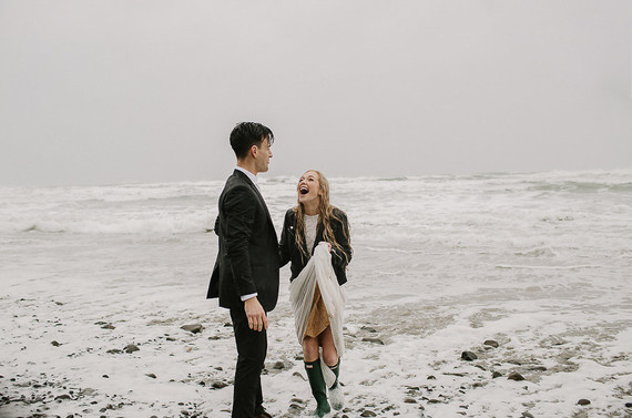 Forest and ocean newlywed shoot