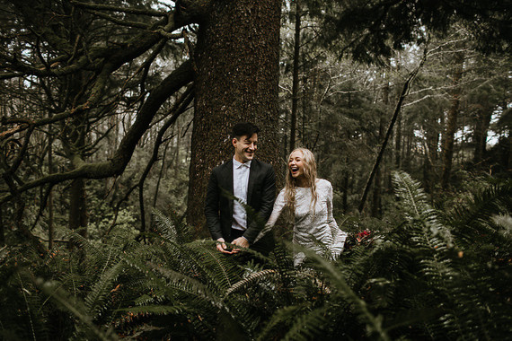 Forest and ocean newlywed shoot