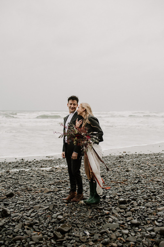 Forest and ocean newlywed shoot