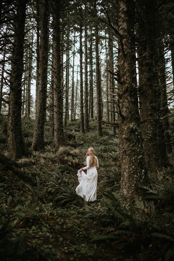 Forest and ocean newlywed shoot