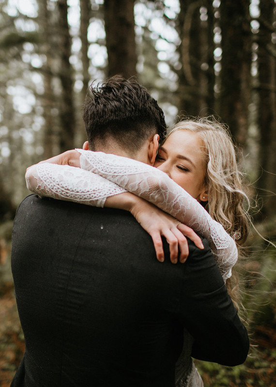Forest and ocean newlywed shoot