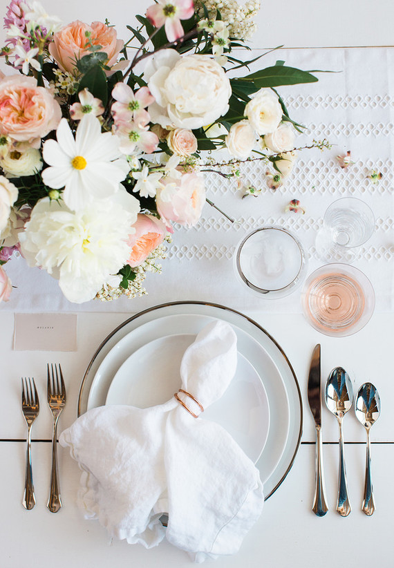 Feminine french inspired place setting with Crate and Barrel