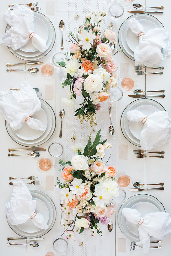 Feminine french inspired blush and white table with Crate and Barrel