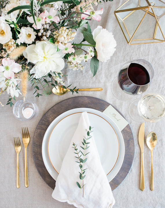 Elegant rustic place setting with Crate and Barrel Inspiration