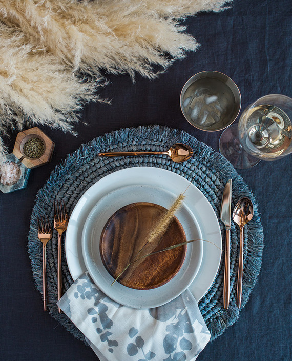 Rustic boho place setting with Crate and Barrel