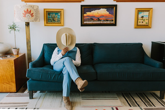 Rustic Joshua Tree wedding with a pink floral dress