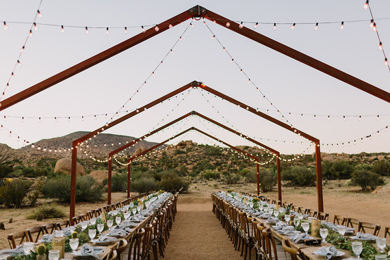 Rustic Joshua Tree wedding with a pink floral dress