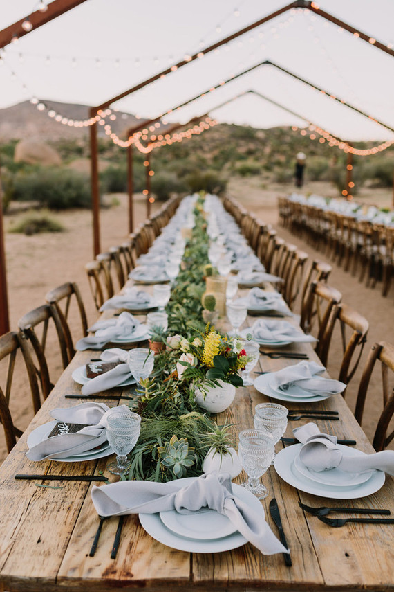 Rustic Joshua Tree wedding with a pink floral dress