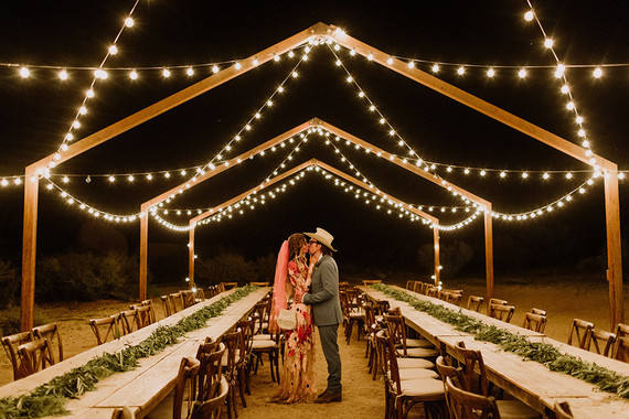 Rustic Joshua Tree wedding with a pink floral dress