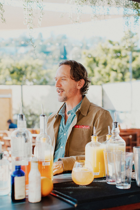 Artful hip earth-tone wedding at Office Party in LA