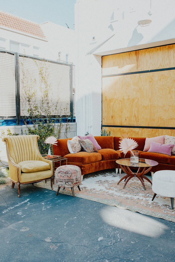 Artful hip earth-tone wedding at Office Party in LA Inspiration