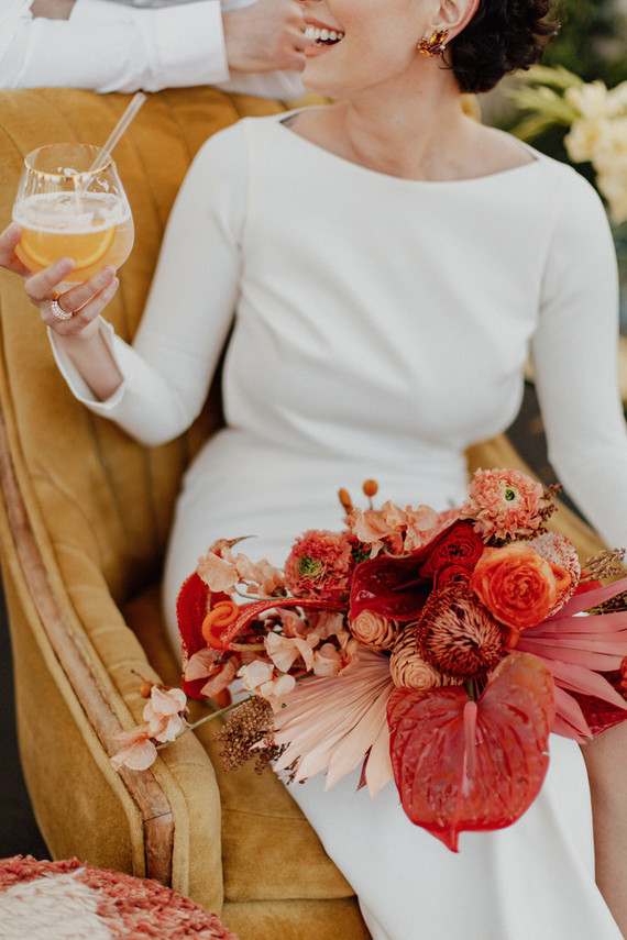 Artful hip earth-tone wedding at Office Party in LA