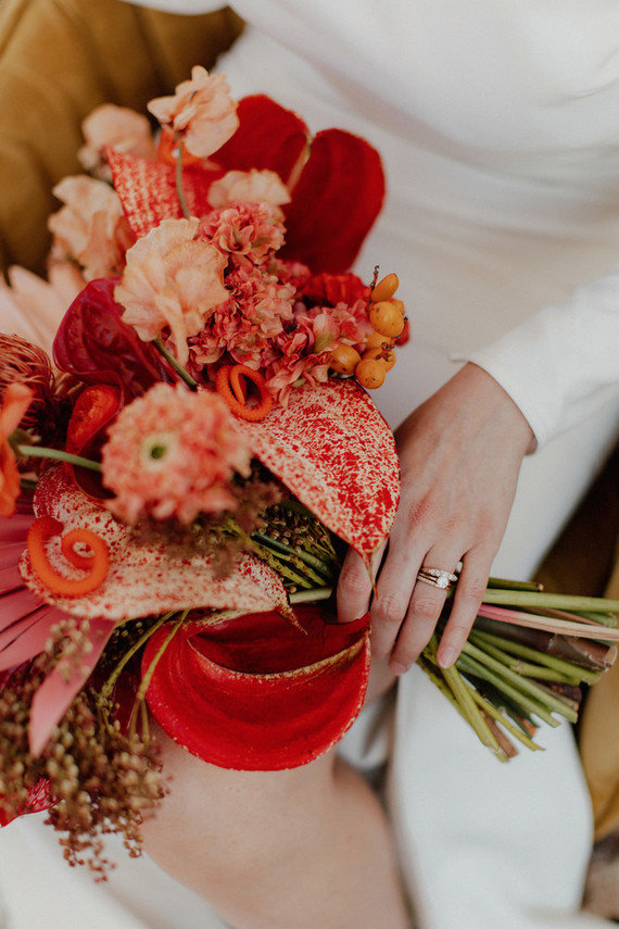 Artful hip earth-tone wedding at Office Party in LA