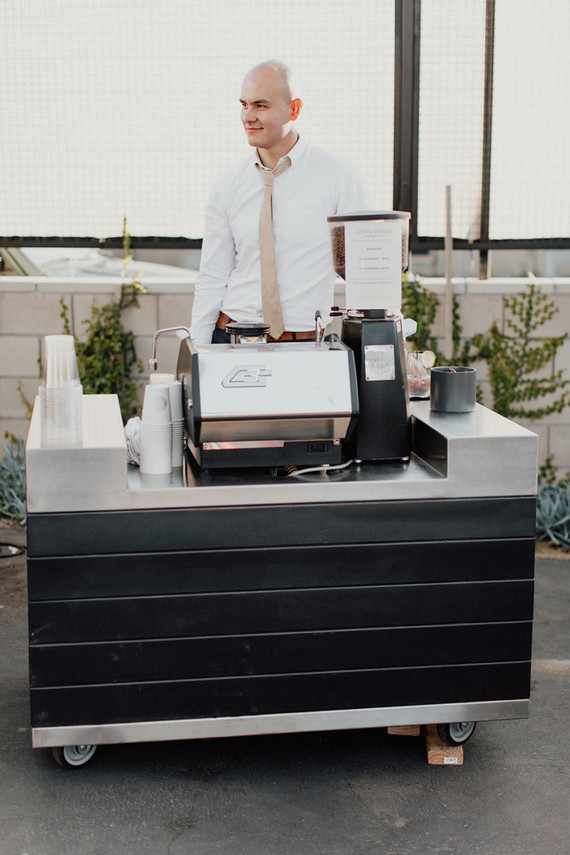 Artful hip earth-tone wedding at Office Party in LA