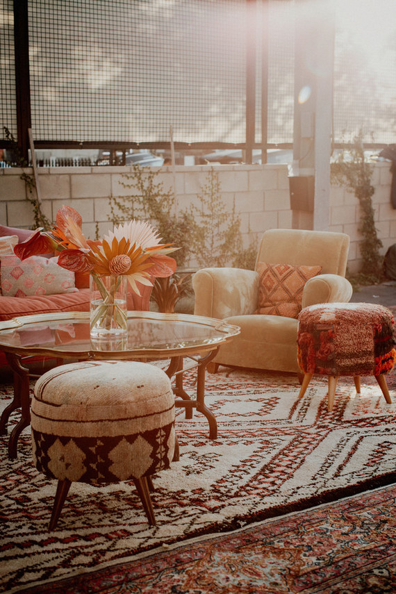 Artful hip earth-tone wedding at Office Party in LA