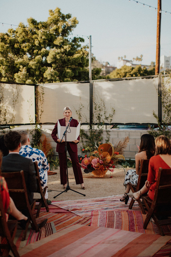 Artful hip earth-tone wedding at Office Party in LA