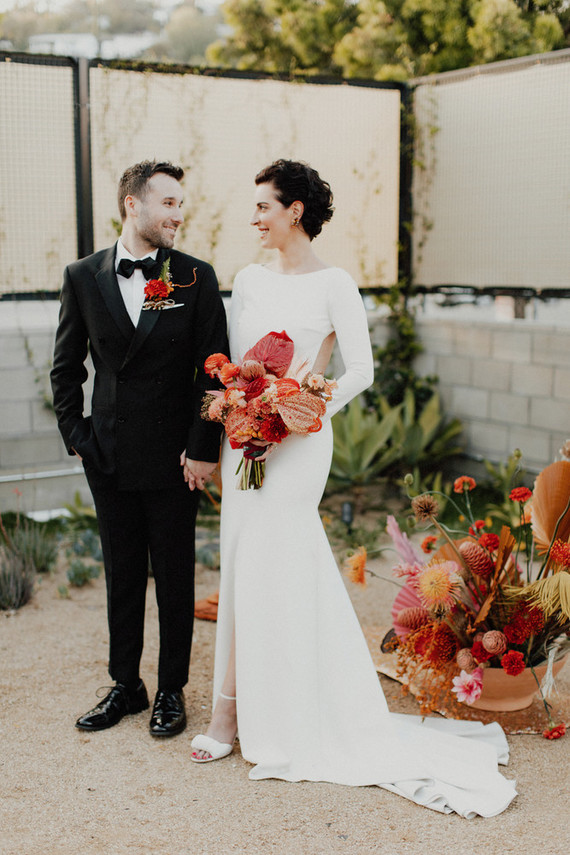 Artful hip earth-tone wedding at Office Party in LA