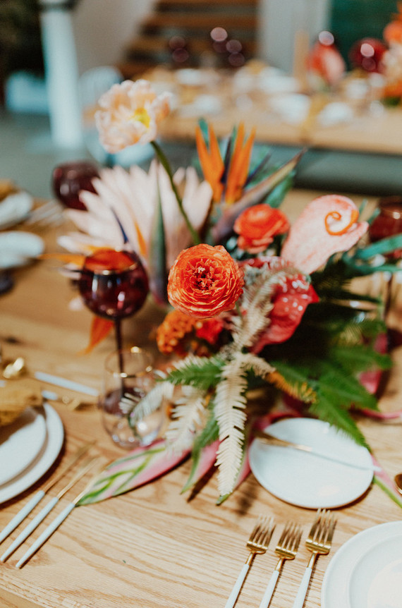 Artful hip earth-tone wedding at Office Party in LA