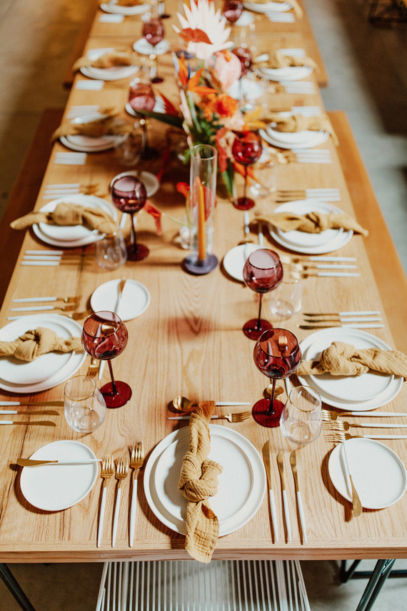 Artful hip earth-tone wedding at Office Party in LA