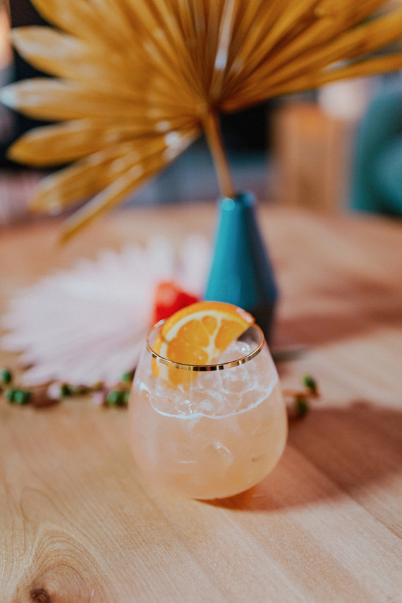 Artful hip earth-tone wedding at Office Party in LA