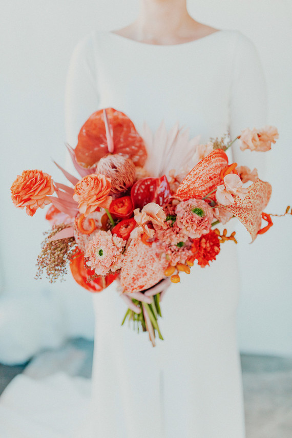 Artful hip earth-tone wedding at Office Party in LA