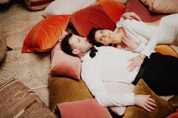 Artful hip earth-tone wedding at Office Party in LA