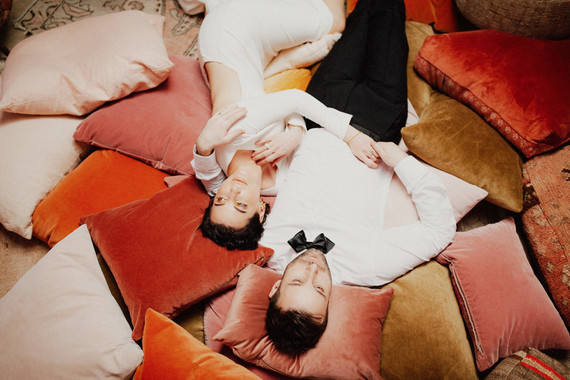 Artful hip earth-tone wedding at Office Party in LA