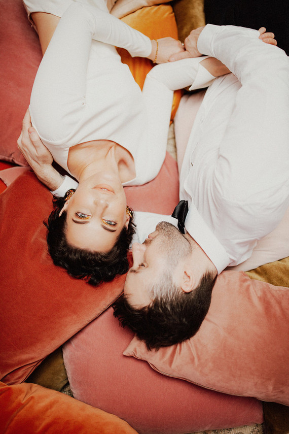 Artful hip earth-tone wedding at Office Party in LA