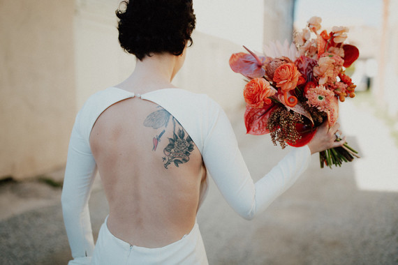 Artful hip earth-tone wedding at Office Party in LA