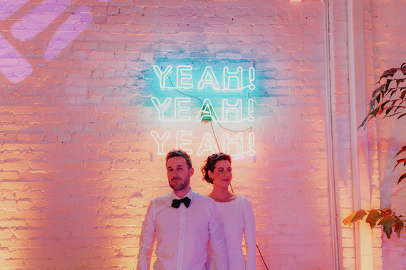 Artful hip earth-tone wedding at Office Party in LA