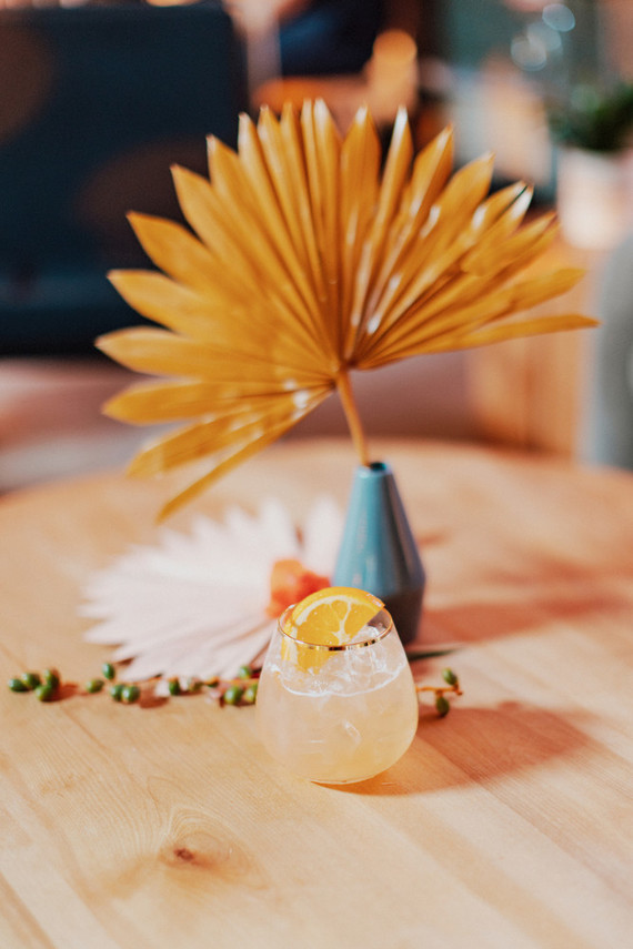 Artful hip earth-tone wedding at Office Party in LA