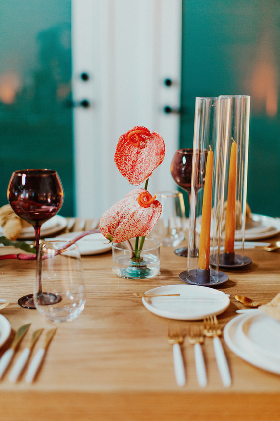 Artful hip earth-tone wedding at Office Party in LA Inspiration