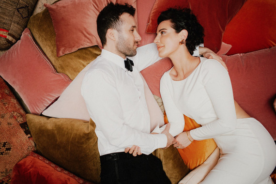 Artful hip earth-tone wedding at Office Party in LA