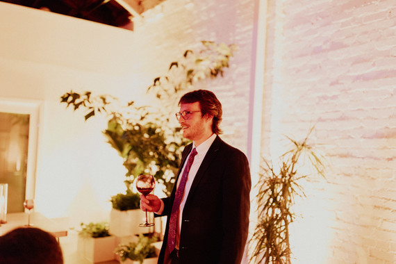 Artful hip earth-tone wedding at Office Party in LA