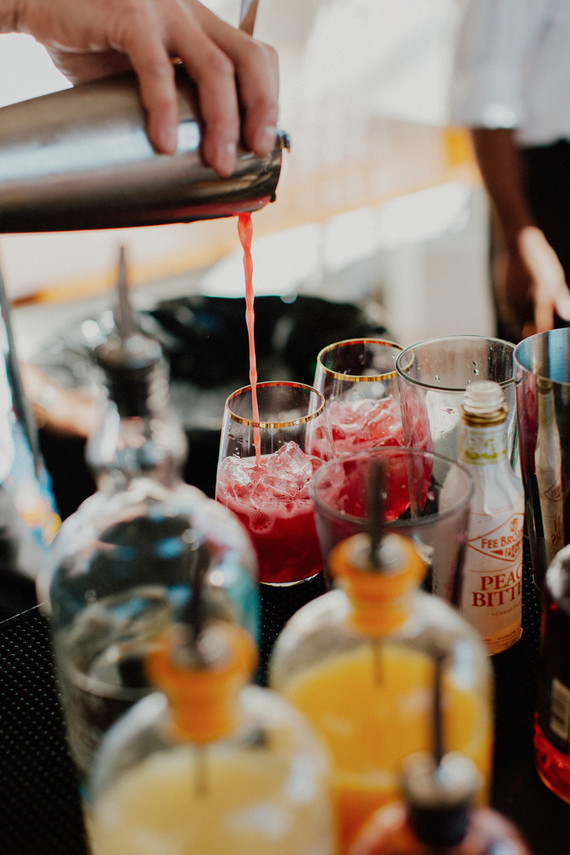 Artful hip earth-tone wedding at Office Party in LA