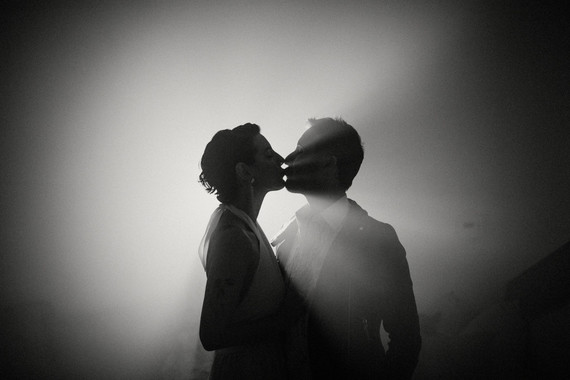 Artful hip earth-tone wedding at Office Party in LA