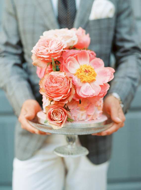 Peony inspired pastel wedding ideas in Santorini