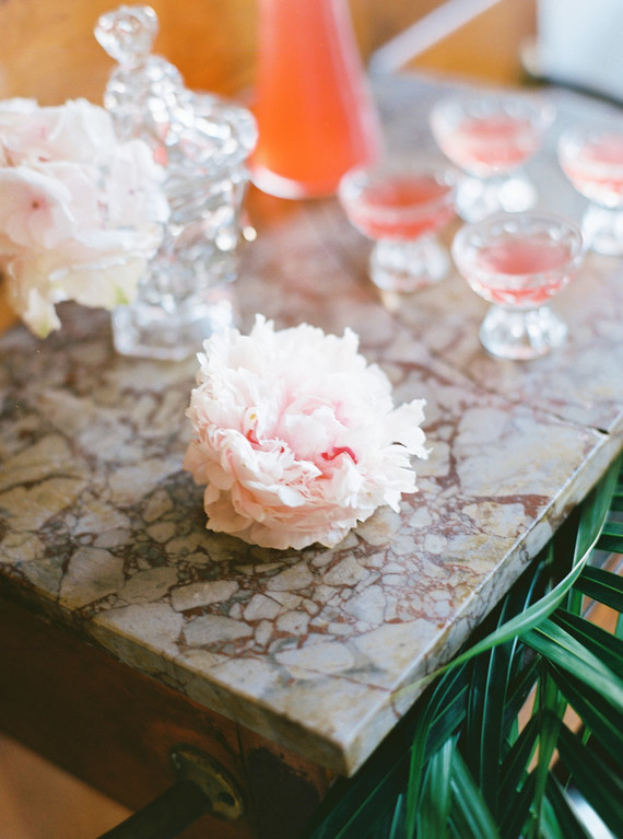 Peony inspired pastel wedding ideas in Santorini Inspiration
