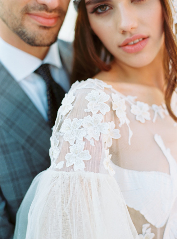 Peony inspired pastel wedding ideas in Santorini