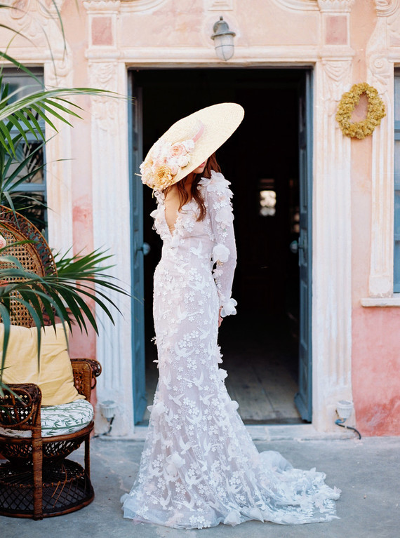 Peony inspired pastel wedding ideas in Santorini Inspiration