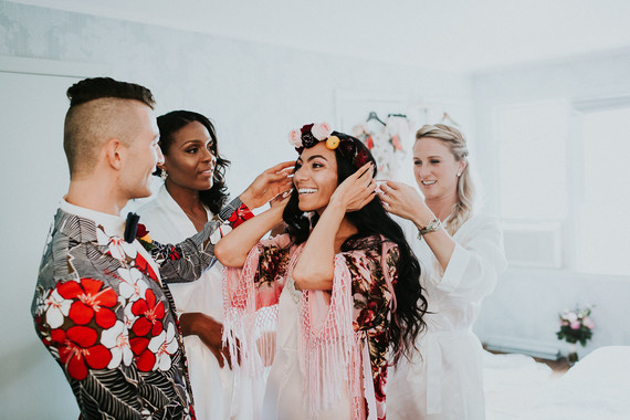 Colorful floral backyard summer wedding in Connecticut