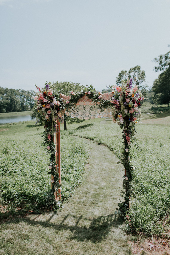 Colorful floral backyard summer wedding in Connecticut