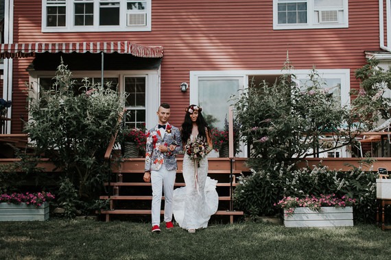 Colorful floral backyard summer wedding in Connecticut