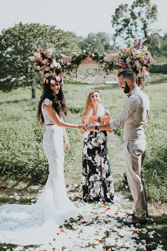 Colorful floral backyard summer wedding in Connecticut