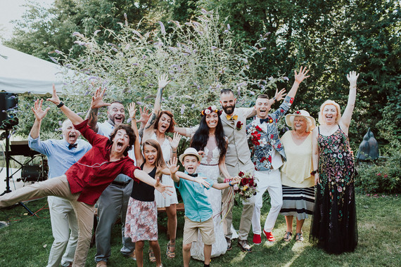 Colorful floral backyard summer wedding in Connecticut Inspiration