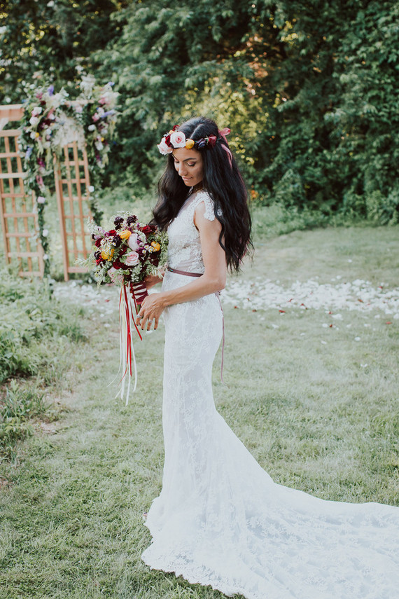Colorful floral backyard summer wedding in Connecticut