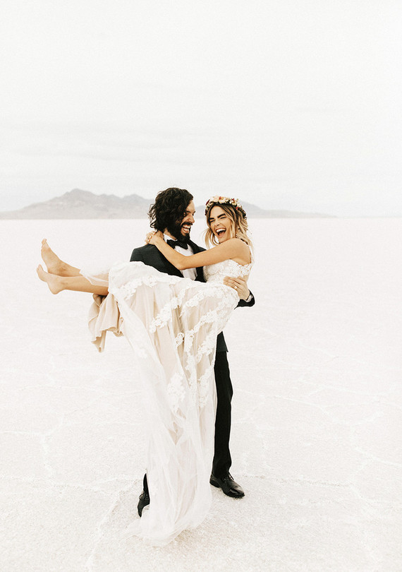 Salt flat wedding portraits