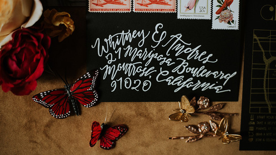 Black wedding envelopes with calligraphy