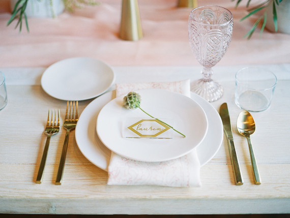 Geometric brass + blush wedding inspiration at Franciscan Gardens Inspiration