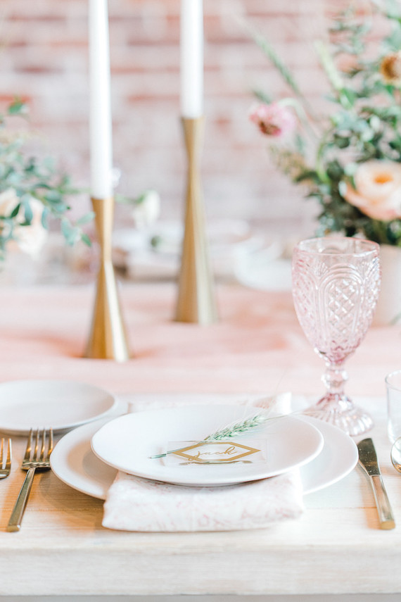 Geometric brass + blush wedding inspiration at Franciscan Gardens
